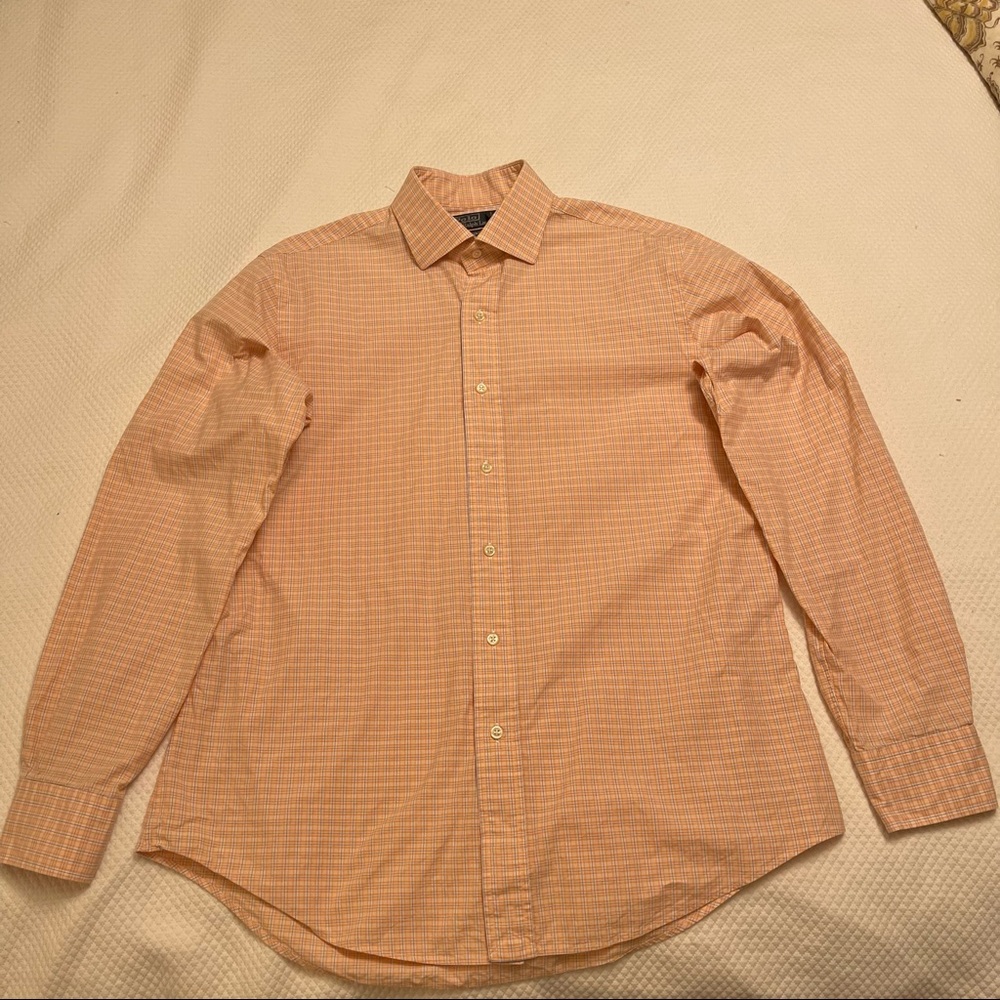 Polo by Ralph Lauren Regent custom fit button down Orange checker Men 15.5 32/33